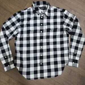 Polo Ralph Lauren Buffalo Plaid Strap Black White Flannel Shirt Men’s size S
